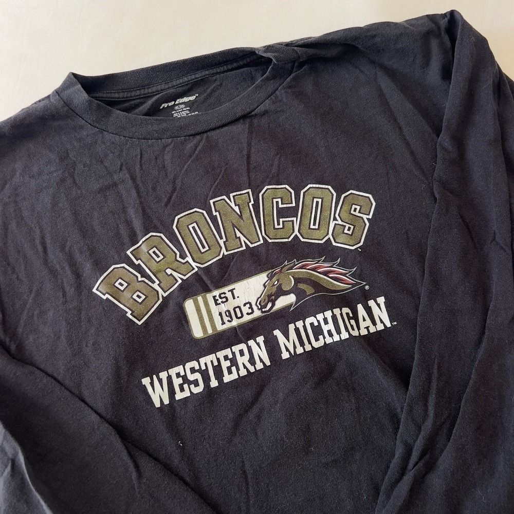 Pro Edge Western‎ Michigan Broncos Long Sleeve T-Shirt Black Mens XL - Picture 2 of 8
